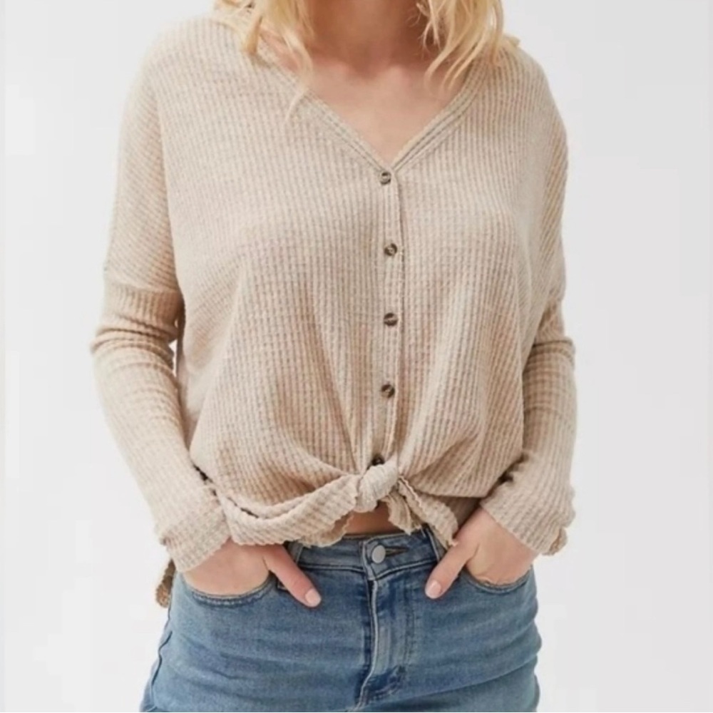 Out From Under by Urban Outfitters Women’s Beige Waffle Knit Cardigan, Medium